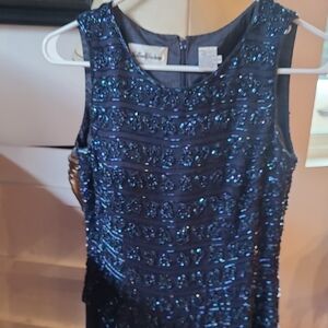 Elegant Navy Blue Sequin Wedding Dress
